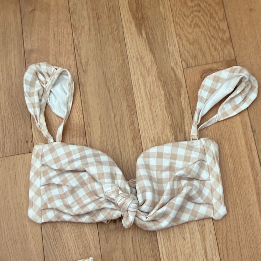 Checkered Bikini Top with Bow